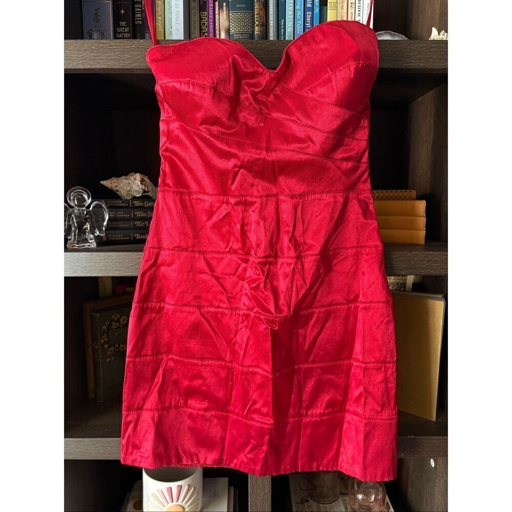 Vintage Y2K Charlotte Russe Red Satin Strapless Mini Dress Size Medium
